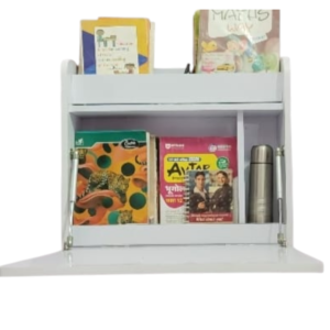 Smart Wall Mounted Foldable Study Table with Storage Shelf – White