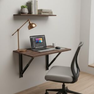 Buy Walnut Wall Mounted Study Table Online – 31.25×18 Inch Foldable Desk | Upto 50% Off Today